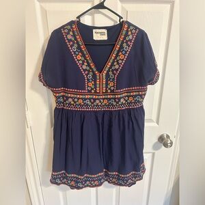 Savanna Jane Dark Blue Floral Embroidered Dress